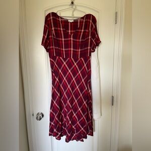 J. Jill Red Plaid Midi Dress